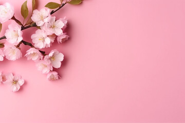 Spring Background: Fresh Flower on Pink Background - Created with Generative AI Tools