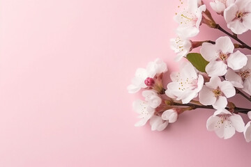 Fototapeta na wymiar Spring Background: Fresh Flower on Pink Background - Created with Generative AI Tools