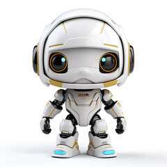 Little cute robot on white background. Generative ai and digital editing.