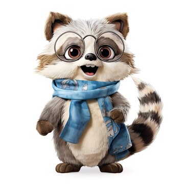 Cute painted-style raccoon illustration.