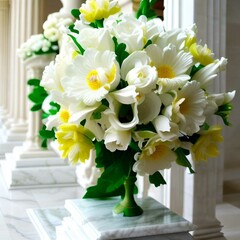 bouquet of white flowers genereted by AI