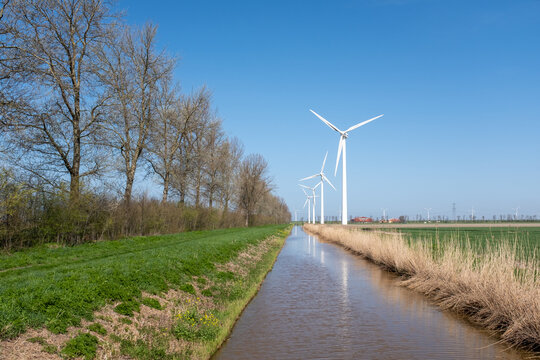 Windturbines in Flevoland province, The Netherlands