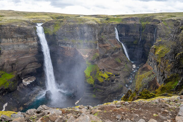 Haifoss is among the tallest waterfalls, Thjorsardalur Valley in Iceland