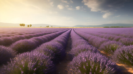Fototapeta na wymiar An image of a beautiful lavender field symbolic of the height of summer.