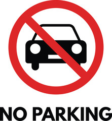 No car parking forbidden icon . Mark of no parking with text . Vector