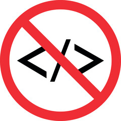 No code automation sign. Forbidden signs and symbols.