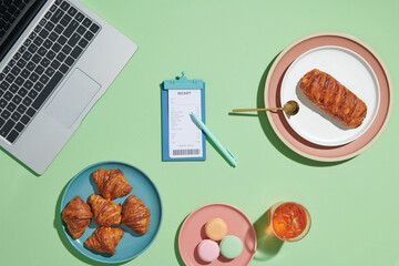 Time for break, soft drink, business concept with smartphone