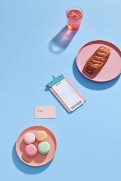 paying at restaurant or cafe using a credit card or debit card concept