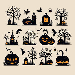 helloween set vector illustration collection design halloween