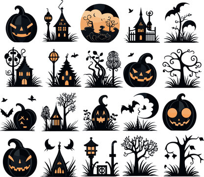 helloween set vector illustration collection design halloween