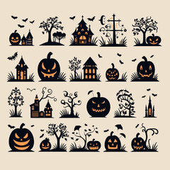 helloween set vector illustration collection design halloween