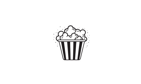 popcorn logo design black simple flat icon on white background