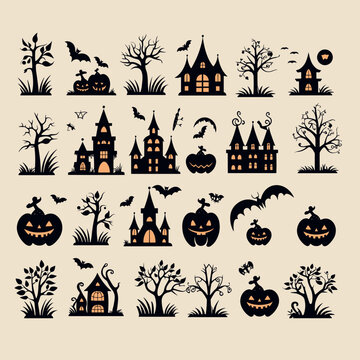 helloween set vector illustration collection design halloween