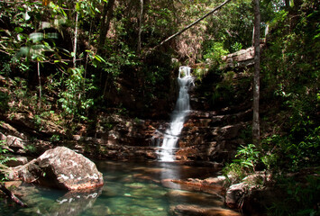 One of the many waterfalls that can be found in Chapada dos Veadeiros, near Alto Parariso, Brazil
