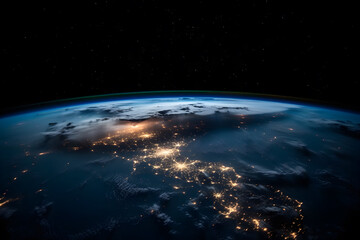 Fototapeta na wymiar view of planet earth from satellite camera ,generative ai