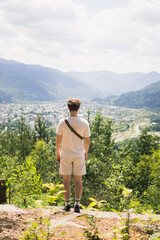 Naklejka premium hiker in the mountains