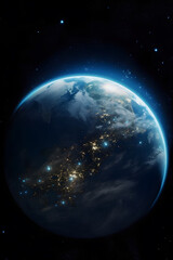 Fototapeta na wymiar view of planet earth from satellite camera ,generative ai
