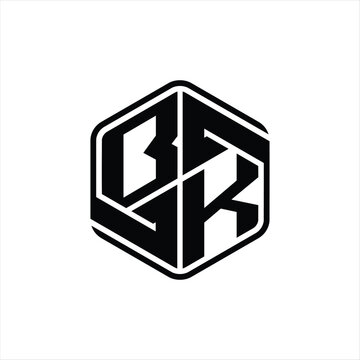 recommend clip art: BK Logo monogram hexagon shape with ornament abstract isolated outline design template