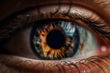 macro focus of the human eye ,detail of human eye ,generative ai