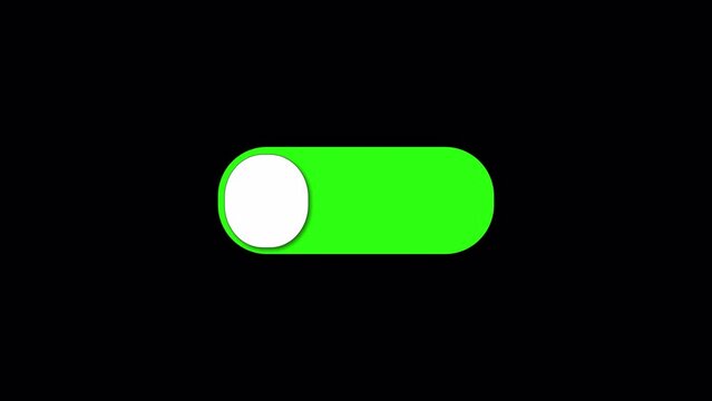 Switch on and off control animation. Slider bar turn on and turn off. Animated toggle Interface Element. 4k, loopable video with alpha channel.