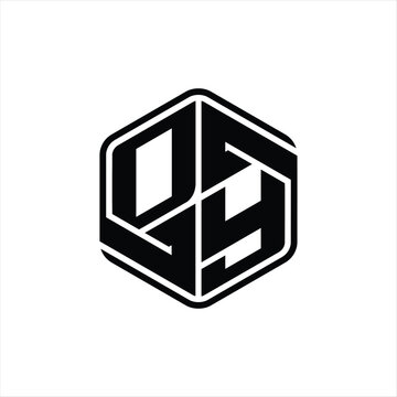 recommend clip art: DY Logo monogram hexagon shape with ornament abstract isolated outline design template