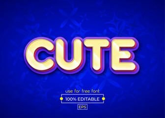 Cute Text Effect Template & editable text effect 3d style