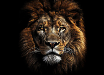 Ethereal Roar: Digitally Enhanced Lion Head in Monochrome