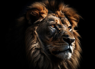 Powerful Gaze: Digitally Enhanced Lion Head Silhouette