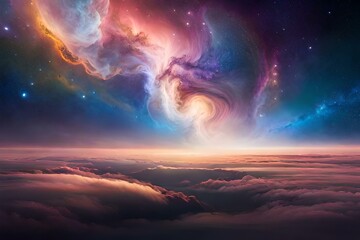 Fototapeta premium sunrise in the space generated ai