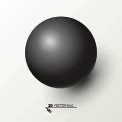 Black ball. Sphere on a light background. Vector for your graphic design.