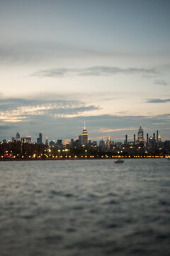 NYC skyline at sunset