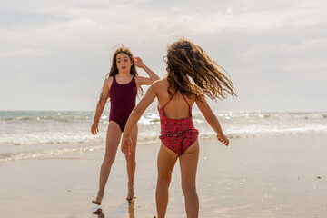 kids girls at beach