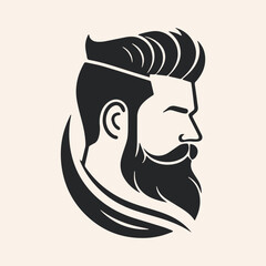 Barbershop logo - Vector logo icon of man, hair, hairstyle - side, Hairdresser logo icon, minimalist, simple , elegant