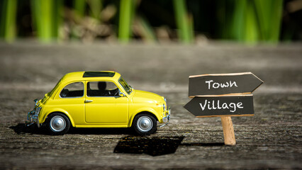 Street Sign Town versus Village