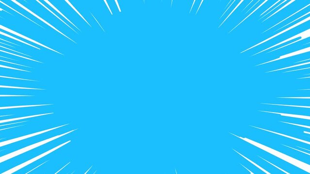 anime comic blue background, abstract white radial speed lines animation