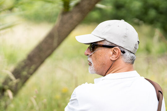 adult man with respiratory impairment taking a walk