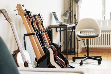 Home studio with guitars