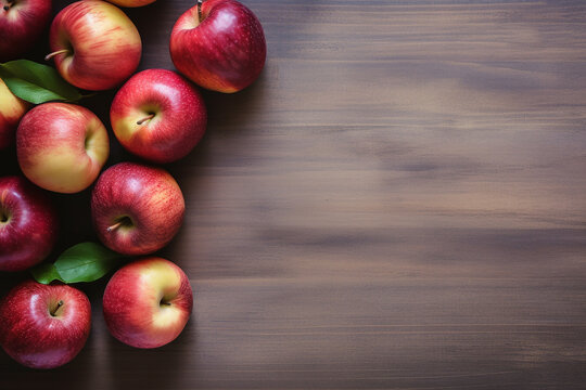 Top View of Apples over Light Wooden Table - Created with Generative AI Tools