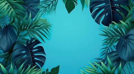 Fototapeta na wymiar Collection of tropical leaves, foliage plant in blue color with space background blue art