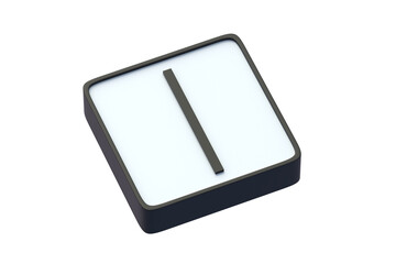 Isaz rune on button isolated on white background. Ancient german alphabet. Mystical symbol. Scandinavian futhark. Occult sign. Old norse letter. 3d render