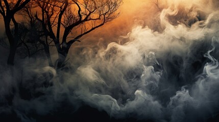 Fototapeta premium Fog In Darkness - Smoke And Mist On Wooden Table - Abstract And Defocused blur smokes