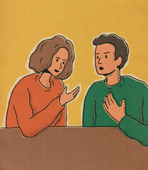 Illustration Of Man And Woman Talking