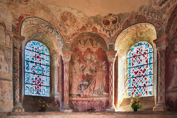 Obraz premium Painted interior of a church in Auvergne, France