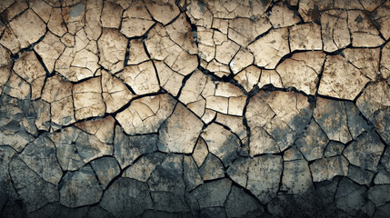Fototapeta premium Abstract cracked wall or floor texture grunge old aged background. Generative Ai.