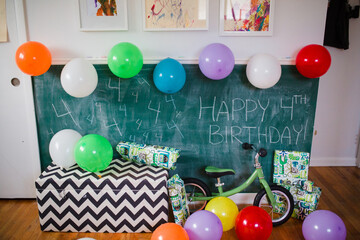 View of presents for child birthday