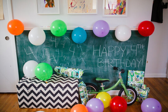 View of presents for child birthday