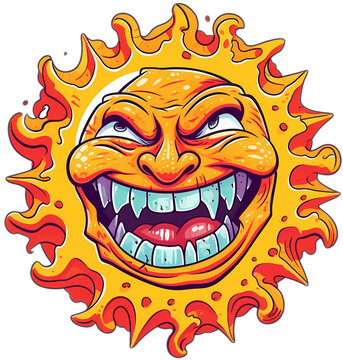 Evil sun cartoon character