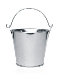 Metallic bucket isolated on white background © Tanuha