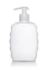 Hand sanitizer soap dispenser on white background.