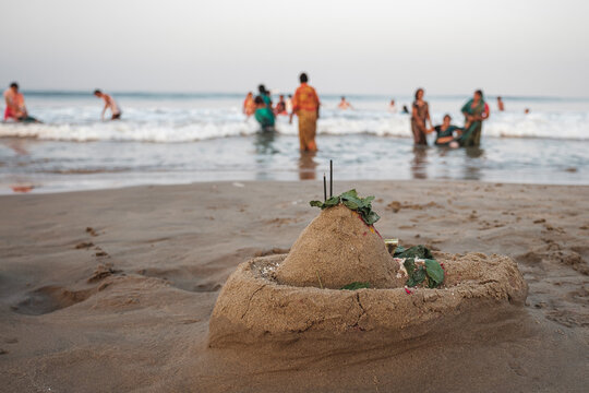 A lingam at ocean shore. 